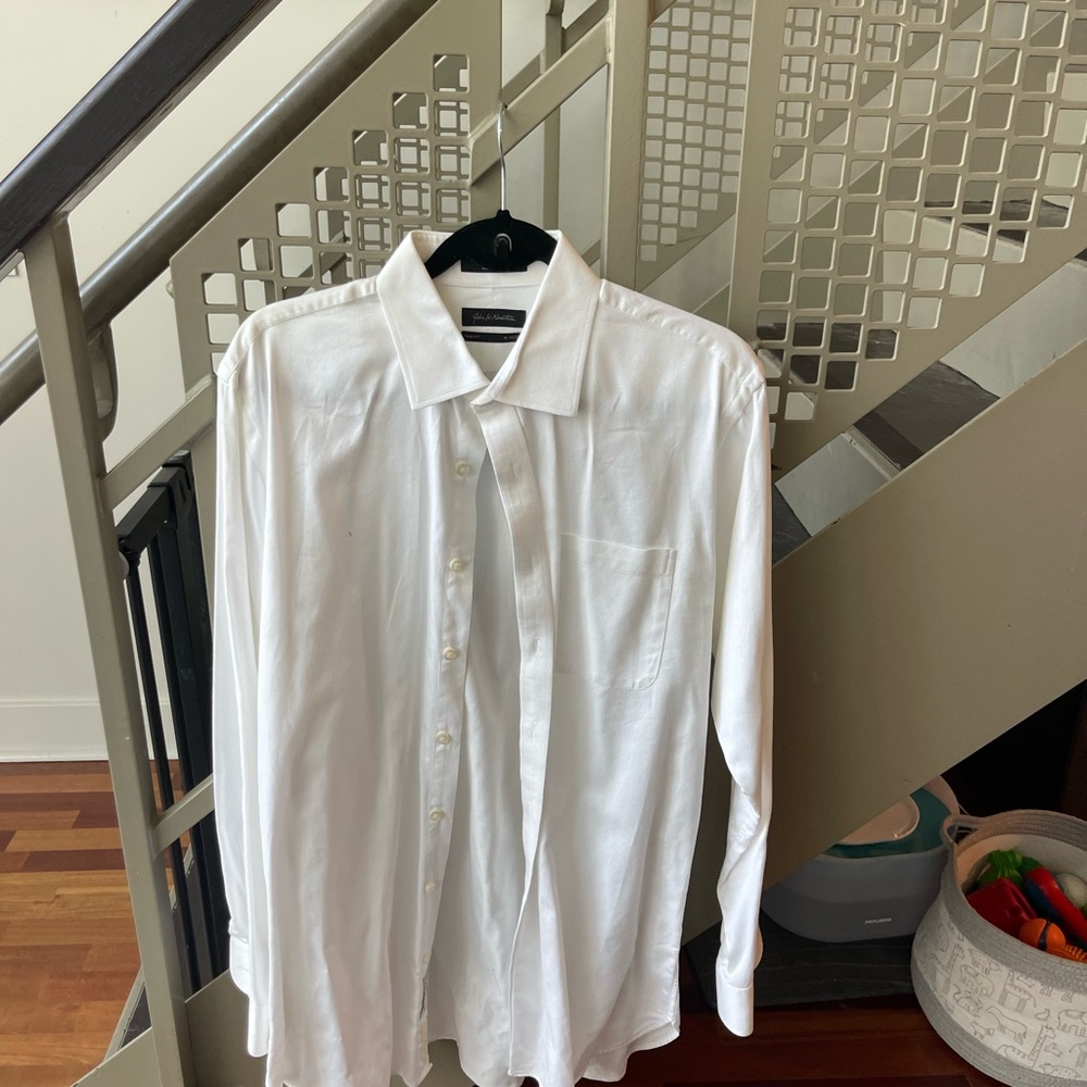 John W. Nordstrom White Dress Shirt Classic Cotton